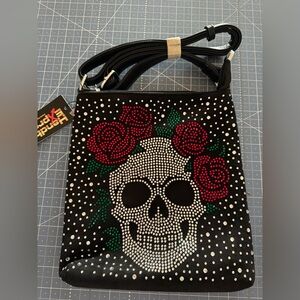 BRAND NEW BLING skull and roses crossbody!!